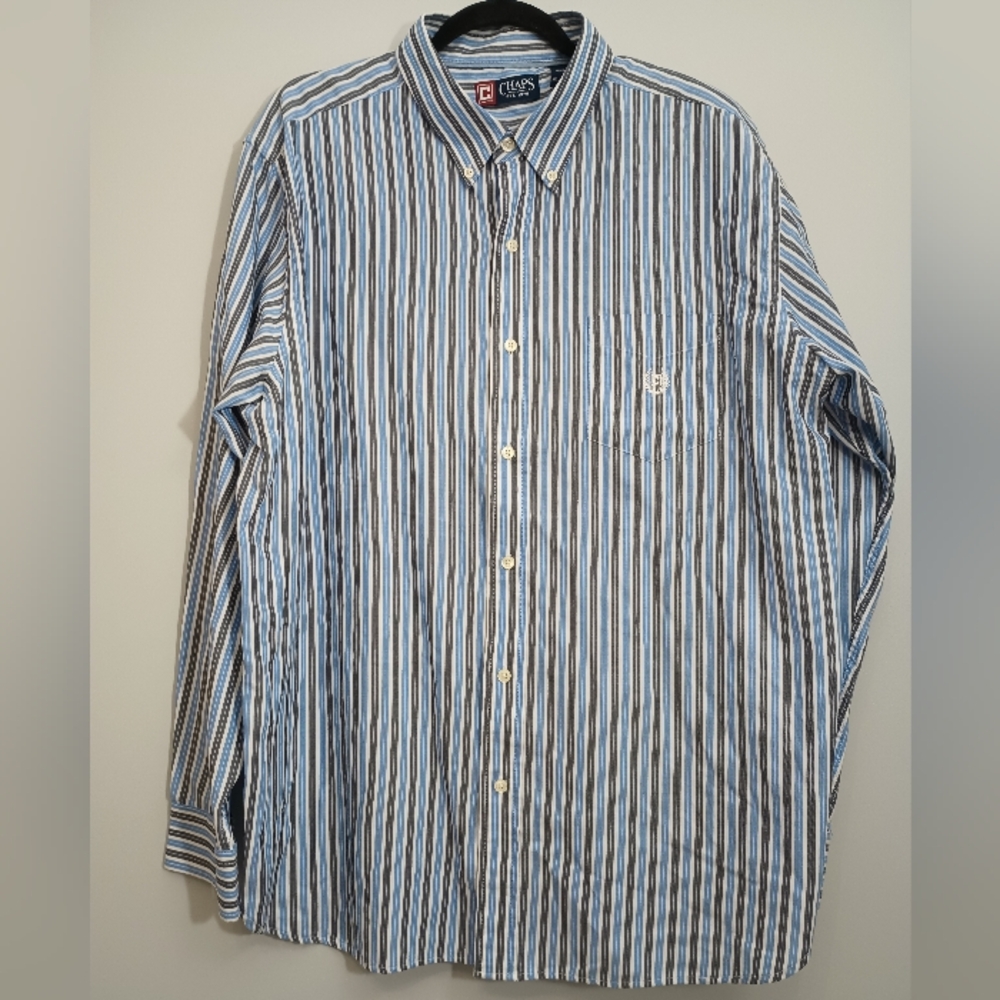 Men's Chaps Shirt with Blue and‎ White Stripes XXL - Picture 3 of 8